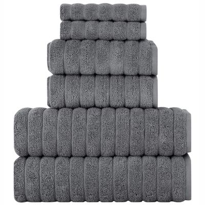 BERIBO Lot de 6 Serviettes Turques 100% Coton (Nuage), 620 g/m² (Gris)