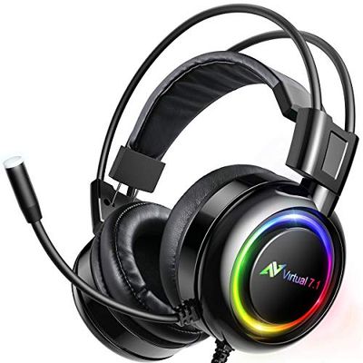 ABKONCORE - Auriculares externos, B780 Gaming alámbricos con micrófono Virtual 7.1 RGB (Android)