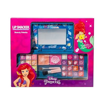 Lip Smacker Princess Ariel Travel-Ready Beauty Case, Valigetta Trucchi Bambina con Palette di Ombretti Luminosi, Rossetti e Smalto Unghie, Accessori Inclusi, per un Look da Principessa Disney