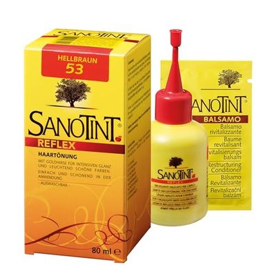Sanotint - Reflex Coloration capillaire n° 53 « Marron clair » - 1 x 80 ml - Avec millet doré et extraits d'herbes