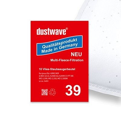 dustwave®, 10 sacchetti per aspirapolvere adatti per aspirapolvere Kärcher A 2025 Me, prodotti in Germania