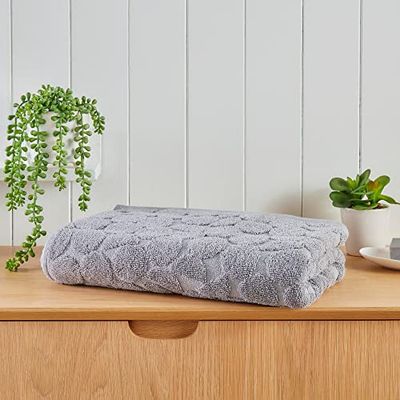Fusion Serviette de Toilette Grise (50 x 90 cm) - 100% Coton - Forme de Cercle géométrique - Serviette invité, Serviette de tête, Accessoire de Salle de Bain - Collection Ingo
