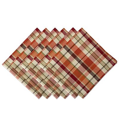 DII Conjunto de guardanapos de algodão xadrez laváveis na máquina, 20 x 20 polegadas, especiarias de abóbora, 6 unidades