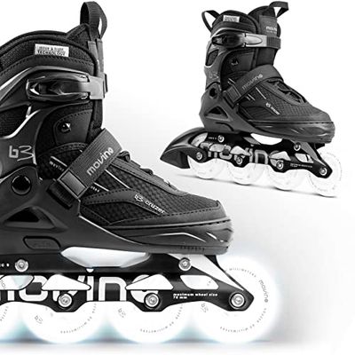 Movino Cruzer B3 Inline skates, verstelbare rolschaatsen, voor dames, meisjes en jongens, inlineskates voor volwassenen, inline skates met lichtgevende wielen, Move & Led Technology