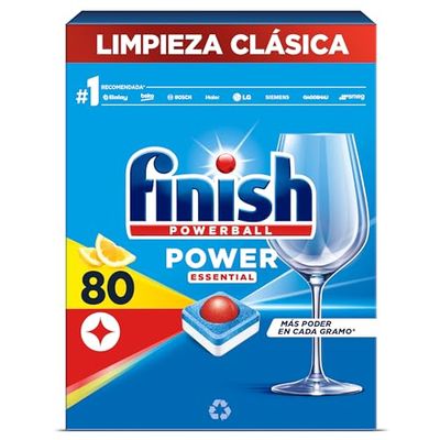 Finish Powerball Power Essential Comprimidos para máquina de lavar louça, aroma limão, 80 comprimidos