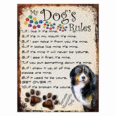 Shawprint Limited MY DOG'S RULES RETRO STYLE METAL TIN SIGN/PLAQUE (411DRM) BERNESE MOUNTAIN DOG