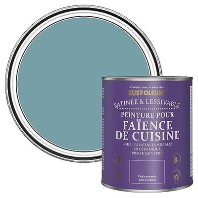 Rust-Oleum Peinture Bleue Résistante à l'eau pour Faïence de Cuisine, Finition Satinée - Océan 750ml