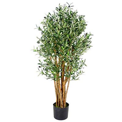Leaf Design UK Artificial Olive Tree in Black Plastic Pot, 125cm