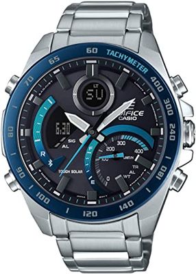 Casio Men Analogue-Digital Quartz Watch with Stainless Steel Strap Silver