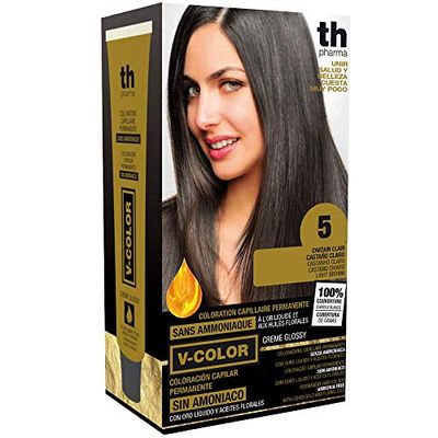 Thader Th Pharma Kit colorante senza ammoniaca per un piacevole odore con Liquid Gold, colore 5 castano chiaro