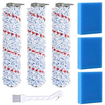 Cyorka Rouleau brosse de rechange et filtre d'aspirateur compatibles avec les accessoires d'aspirateur sans fil Tineco iFloor Wet Dry (3 rouleaux brosses + 3 pré-filtres mousse)