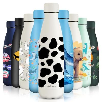 HoneyHolly Stainless Steel Water Bottle, 500 ml, BPA-Free, Thermos Flask, 18/8 Stainless Steel, Children's Water Bottle, Double-Walled Vacuum Insulated, Thermos Flask for School, Outdoor, Camping,