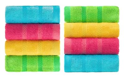 MEMRUI Asciugamani multicolori per il bagno, decorazione per il bagno dei bambini, 25,4 x 45,7 cm, 8 pezzi in 4 colori