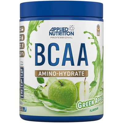 Applied Nutrition Amino-Hydrate BCAA en Poudre, Complément d'Acides Aminés à Chaîne Ramifiée, Poudre d'Acides Aminés Essentiels, Boisson Énergétique (450g, Green Apple)
