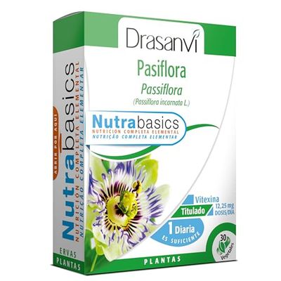 DRASANVI NUTRABASICS PASIFLORA - Tradicionalmente usada como ayuda para la relajación y al DESCANSO - VEGANO - SIN GLUTEN - 30 cápsulas vegetales