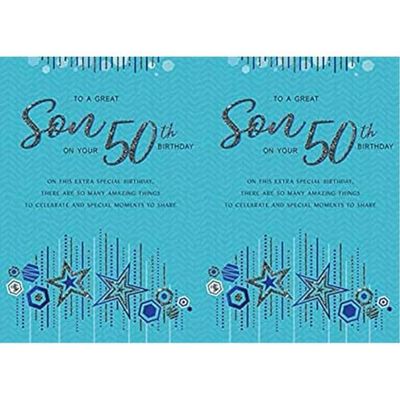 Regal Publishing Modern Milestone Age Birthday Card 50th Son - 9 x 6 inches C80769 (Pack of 2)