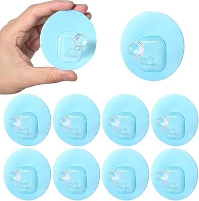 Uten 10 Piezas Gancho Adhesivo para Pared,sin Ganchos de Perforación, Ganchos de Plástico lmpermeables para Pared para Cocina, Baño, Dormitorio, Toallas Colgantes, llaves(azul claro-máx. 5KG)