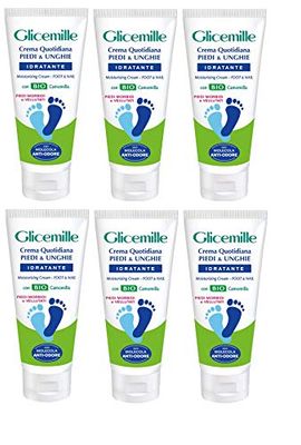 Glicemille Set van 6 biologische voetcrème, hydraterend, 100 ml, pedicure, meerkleurig, eenkleurig