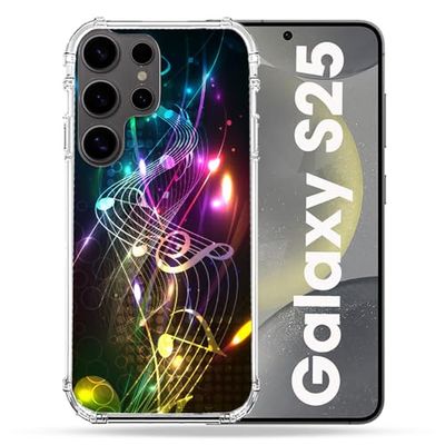 Cokitec Cover rinforzata per Samsung Galaxy S25 Musica Partition Multicolore