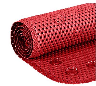 Tapis de Bain de Luxe antidérapant en Mousse Souple pour Salle de Bain, Tapis de Bain avec Trous de Drainage, ventouses - 91,4 x 43,2 cm - Rouge