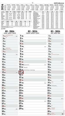 3-Monatskalender Streifenplaner 2024 33x58,8