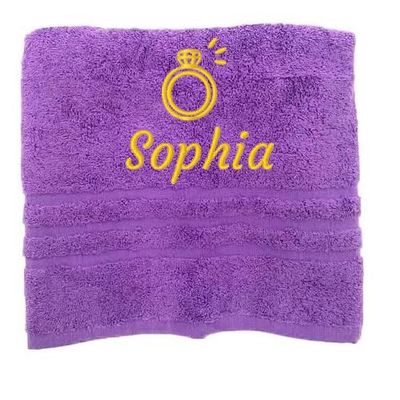 Asciugamano personalizzato con nome splendidamente ricamato Asciugamano da bagno Asciugamano in cotone 100% Asciugamano da bagno con nome (140 x 70 cm, Squillo)