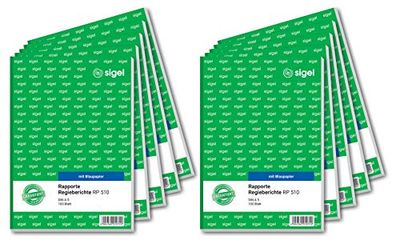 Sigel RP510 Rapport/Regiebericht, A5, 100 vellen met blauw papier, 100 BL (10 stuks) 10 Stuk