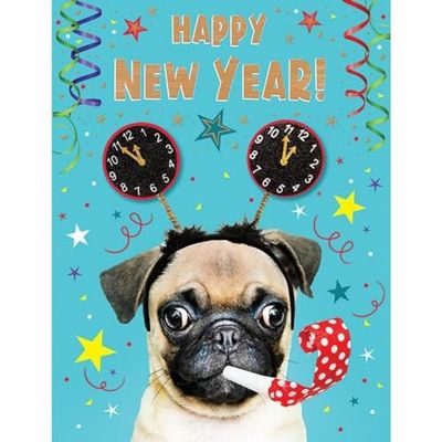 Piccadilly Greetings Carte de Nouvel An, chien – 20,3 x 15,2 cm