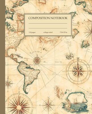 Composition Notebook College Ruled: Vintage Maps Illustation Journal for School, Office, Work | 110 Pages, 7.5" x 9.25"