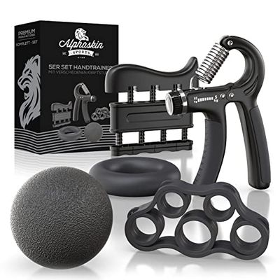 ALPHASKIN© Handtränare fingertränare greppkraft tränare | set om 2 eller 5 stycken | underarmstränare fingerhantel träningsutrustning grepp fitness styrketräning