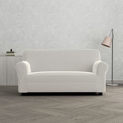 Italian Bed Linen FASHIONABLE Extendable Sofa Cover, Cream 2 Seater