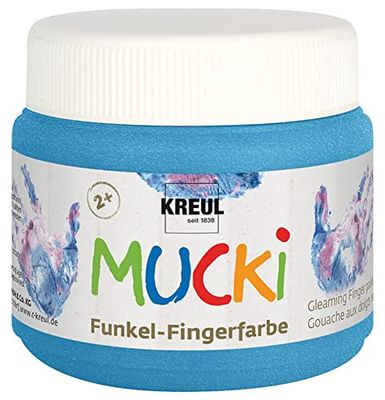KREUL 23122-Mucki Pintura Brillante para Dedos, Azul Diamante, a Base de Agua, sin parabenos, sin Gluten, sin lactosa y Vegana, Lavable, Color Blue, 150 ml (9992)
