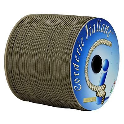 Paracord 550 Type III Basic, beige/zwart 4 mm - 200 m, kern 7 draden, 100% Made in Italy 06078425 Corderie Italiane