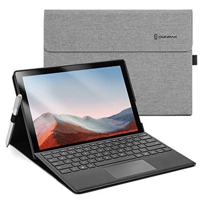 Omnpak Hoes Voor Microsoft Surface pro 7+ (2021)/ Surface pro 7(2019)/ Surface Pro 6(2018)/ Surface Pro 5(2017)/ Surface Pro 4, Instelbare Kijkhoek, Compatibel met Type Cover-toetsenbord