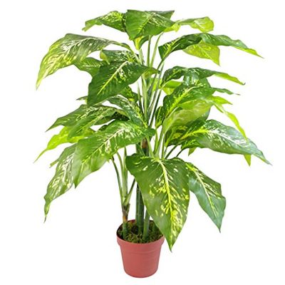Leaf - Planta artificial (100 cm), design de raposa, cor verde e preto