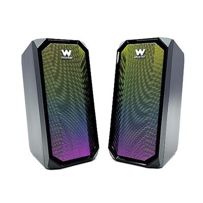 Woxter Big Bass 97 BT - Altavoz para PC, Toma de 3,5 mm, Bluetooth, Compacto, Leds, Modos de iluminación, Mando de Control