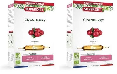 SuperDiet Cranberry Bio Confort urinaire 20 ampoules de 10ml soit 200ml (Lot de 2)
