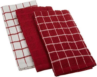 Ritz Vermelho páprica toalhas de cozinha 100 % de ondulação de algodão, altamente absorventes, 25 x 15 polegadas, embalagem de 3, cor, 3 - pack de 25 x 15 pol