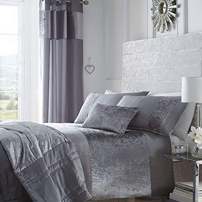 Boulevard Sängkläder set, Pannesammet, quiltat påslakan, påslakanset, 100% polyester/50% bomull/50% polyester/bomull/polyester, silvergrå, dubbelsäng
