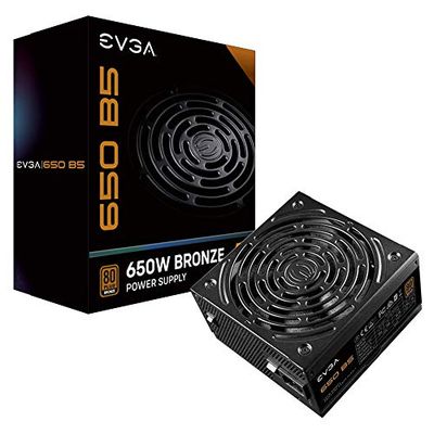 EVGA 650 B5, 80 Plus BRONZE 650W, volledig modulair, EVGA ECO Mode, 5 jaar garantie, compact 150 mm formaat, voeding 220-B5-0650-V2 (EU)