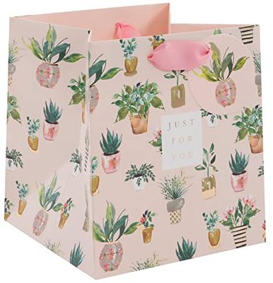 Glick Bolsa de regalo de lujo para plantas, bolsa de regalo floral, bolsa de regalo para plantas, bolsa de regalo, rosa y multicolor, 180 x 200 x 180 mm