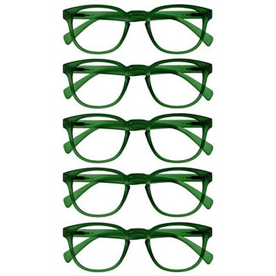 Opulize Pop 5 Pacco Retrò Giro Verde Muschio Opaco Liscio Uomo Donna Occhiali Da Lettura Cerniere Molla RRRRR2-6 +2,00