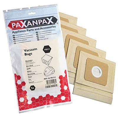Paxanpax VB213, Lot de 5 Sacs en Papier compatibles Electrolux 'E62N/U62 Z3100, Z3105, Z3115, Power, B3106, B3107, Boss Tronic Lite, B3116 Series