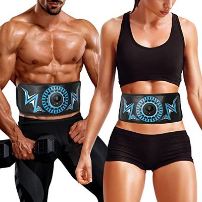 JOYTOUR Elettrostimolatore Muscolare Addominali - Elettrostimolatore per Addominali con Pelle di Alta qualità, Rapido, Efficace ed Sicuro Cintura Elettrostimolatrice con Cinghia di Prolunga Extra
