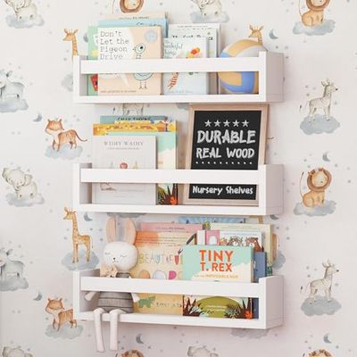 NATURE SUPPLIES | Set van 3 witte planken voor de kinderkamer | Kinderboekenplanken voor aan de muur | Houten planken voor slaapkamer, badkamer en keuken | Boekenplank | Witte wandplanken voor kinderen