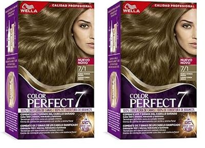 Wella Color Perfect - Tinte de Coloración Permanente para un Cabello Hidratado y Luminoso - Tonos Rubio Ceniza Medio (Paquete de 2)