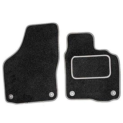 Sakura DD1006GY Tailored Van Mats, Black with Carpet Heelpad - Grey Trim