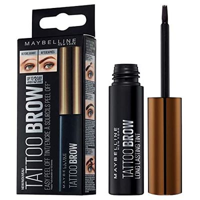 Maybelline New York Tattoo Brow Peel Off Eyebrow Gel Tint, Semi-Permanent Colour, Waterproof, Lasts up to 3 Days, Colour: Warm Brown