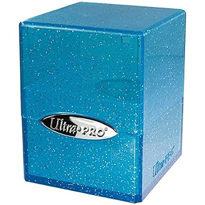 Ultra Pro Satin kub förvaringsbox för över 100 samlarkort (glitterblå); skydda dina spelkort, sportkort eller samlarkort i en elegant glitterlåda från