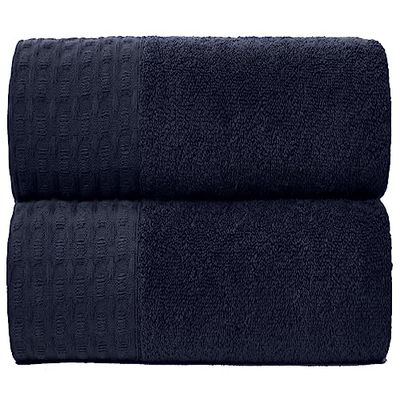GC GAVENO CAVAILIA Lot de 2 Serviettes de Bain de qualité supérieure 100% Coton ou Super Douces et absorbantes, 600 g/m² Extra Larges, Bleu Marine égyptien